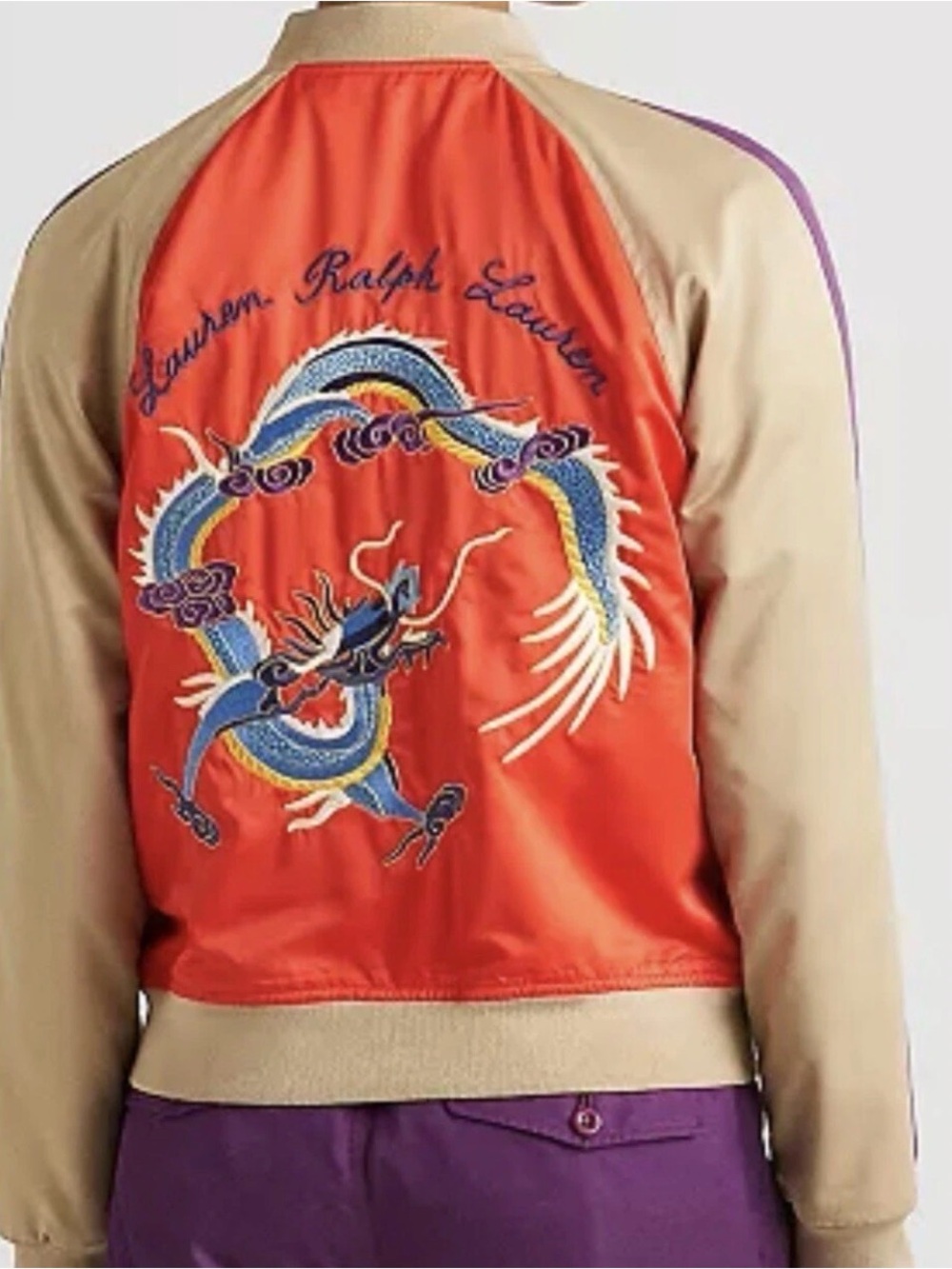 Ralph Lauren women’s satin embroidered bomber jacket